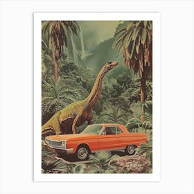 Dinosaur & A Retro Car Collage 3 Art Print