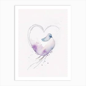Dove And Heart Symbol 1 Minimal Watercolour Art Print