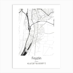 Feyzin,France Minimalist Map Art Print