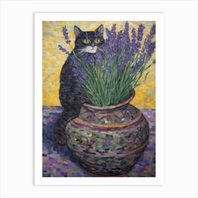 Lavender With A Cat 1 Art Nouveau Klimt Style Art Print