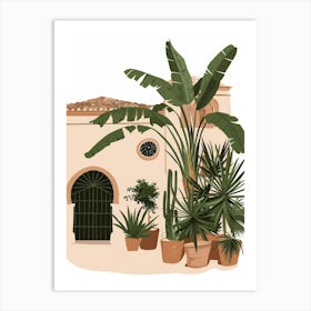 House With Potted Plants 1 Art Print