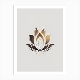 Lotus Flower, Buddhist Symbol Retro Minimal 2 Art Print