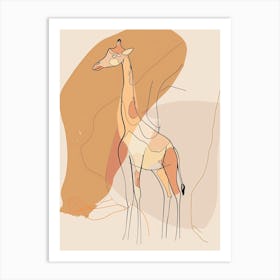 Giraffe - Boho, Line Art 15 Art Print