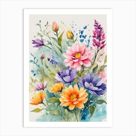 Watercolor Flowers 5 Art Print