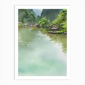 Cat Ba National Park Vietnam Water Colour Poster Art Print