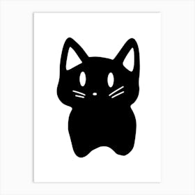 Black Cat Kawaii Cute Drawing Illustration Art Print