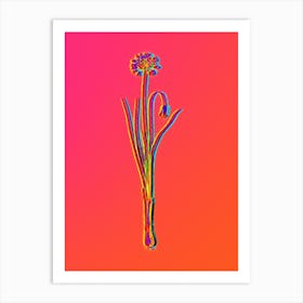 Neon Autumn Onion Botanical in Hot Pink and Electric Blue n.0077 Art Print