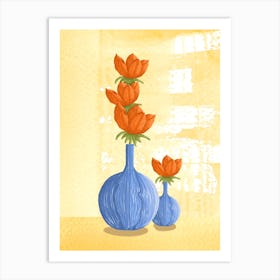 Lotus Vases With Flowers Art Print