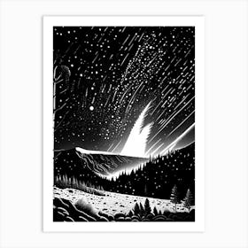 Meteor Shower Noir Comic Space Art Print