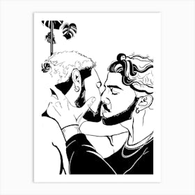 Two Guys Kissing Lgbtq Pride Art Print