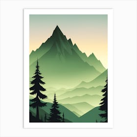 Misty Mountains Vertical Composition In Green Tone 169 Art Print