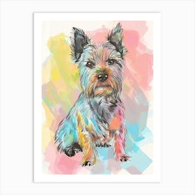 Norwich Terrier Dog Watercolour Line Drawing Art Print