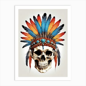 Skull Indian Headdress (28) Art Print