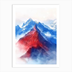 Red And Blue Mountains Art Print