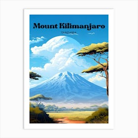 Mount Kilimanjaro Tanzania Vacation Modern Travel Illustration Art Print