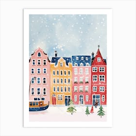 Denmark Copenhagen Travel Christmas Painting Art Print