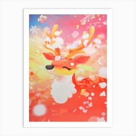 Deer Manga Rainbow Art Print