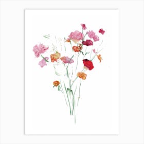 Bouquet Of Flowers Collage Roses Pink and Red Art Print