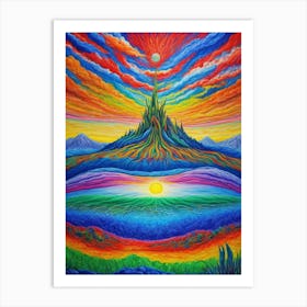 Psychedelic Colorful Landscape 2 Art Print