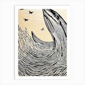 Great White Shark Linocut Art Print