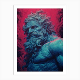  Poseidon In Blue Colour In The Style Of Virgil Finlay 2 Art Print