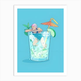 Girl In A Glass 1 Art Print