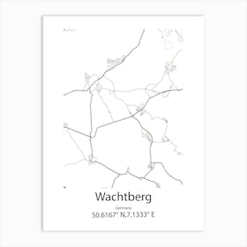 Wachtberg,Germany Minimalist Map Art Print