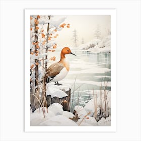 Winter Bird Painting Canvasback 1 Art Print