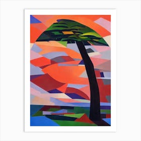 Pacific Yew Tree Cubist 1 Art Print