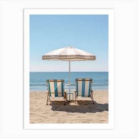 Beach Lounge Beds Beach Summer Photography 2 Art Print