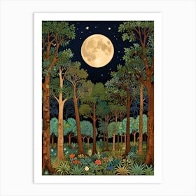 william morris Full Moon In The Forest 2 Art Print