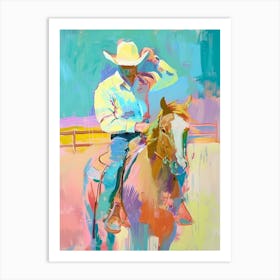 Pink And Blue Cowboy Painting 1 Póster