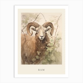 Beatrix Potter Inspired  Animal Watercolour Ram 2 Art Print