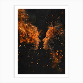 Two Faces In Flames Art Print