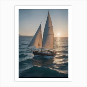 Sailboat At Sunset 3 Art Print