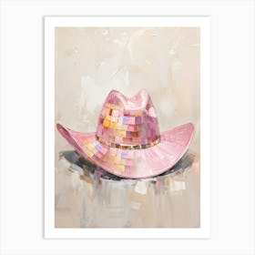 Cowgirl Disco Ball Hat in Blush Pink, y2k, Southwest Art, Southern Girl Art Print