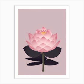 A Pink Lotus In Minimalist Style Vertical Composition 10 Art Print