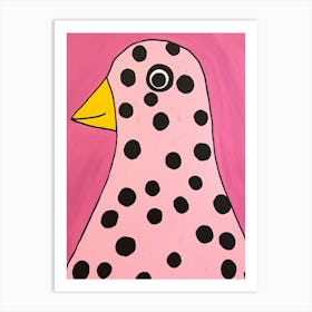 Pink Polka Dot Mallard Duck Art Print