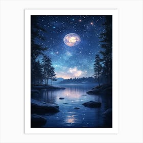 Night Sky In The Forest Art Print