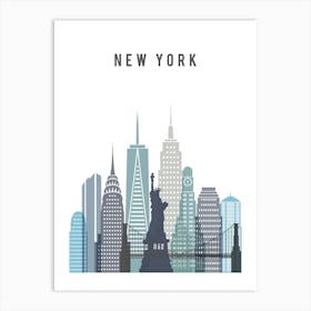 New York Skyline In Blue Nyc Art Print