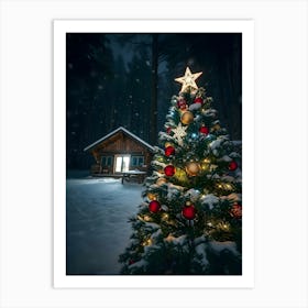 Christmas Tree In The Snow 4 Art Print