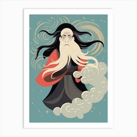 Japanese Fjin Wind God Illustration 12 Art Print