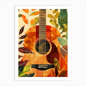 Guitar In Autumn Leaves music art Art Print