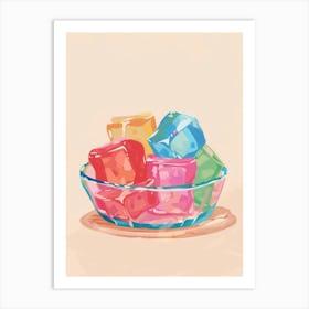 Rainbow Jelly Cubes Minimal Illustration Art Print