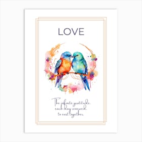 Birds Love Quote variation 1 Art Print