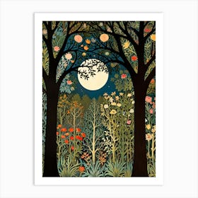 William Morris Moonlight In The Forest 67 Art Print