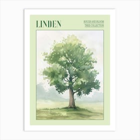 Linden Tree Atmospheric Watercolour Painting 2 Poster Art Print