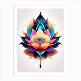 Lotus Flower, Symbol, Third Eye Tattoo 2 Art Print