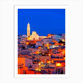 Italy, Typical Old Houses Called Sassi In Matera Town Art Print