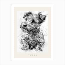 Cute Terrier Dog Line Art 1 Poster Art Print